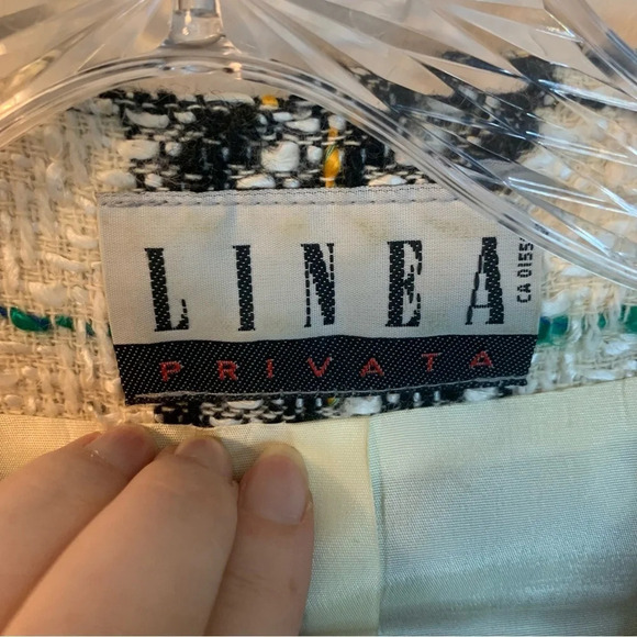 Vintage Linea Tweed Cropped Blazer Black Pink 10 - Picture 3 of 13